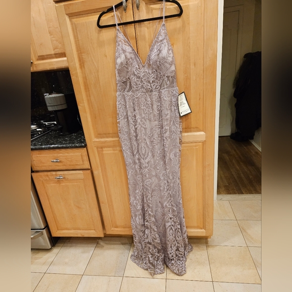 Speechless Juniors Lavender Embroidered V-Neck Illusion Prom Gown Dress Size 13 - Picture 4 of 12